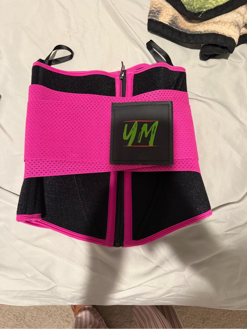 Pink Waist Trainer Shorts with Zip Front